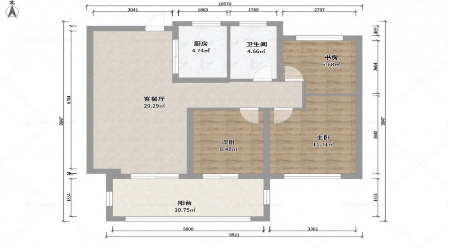 兩室兩廳97㎡簡寫案例